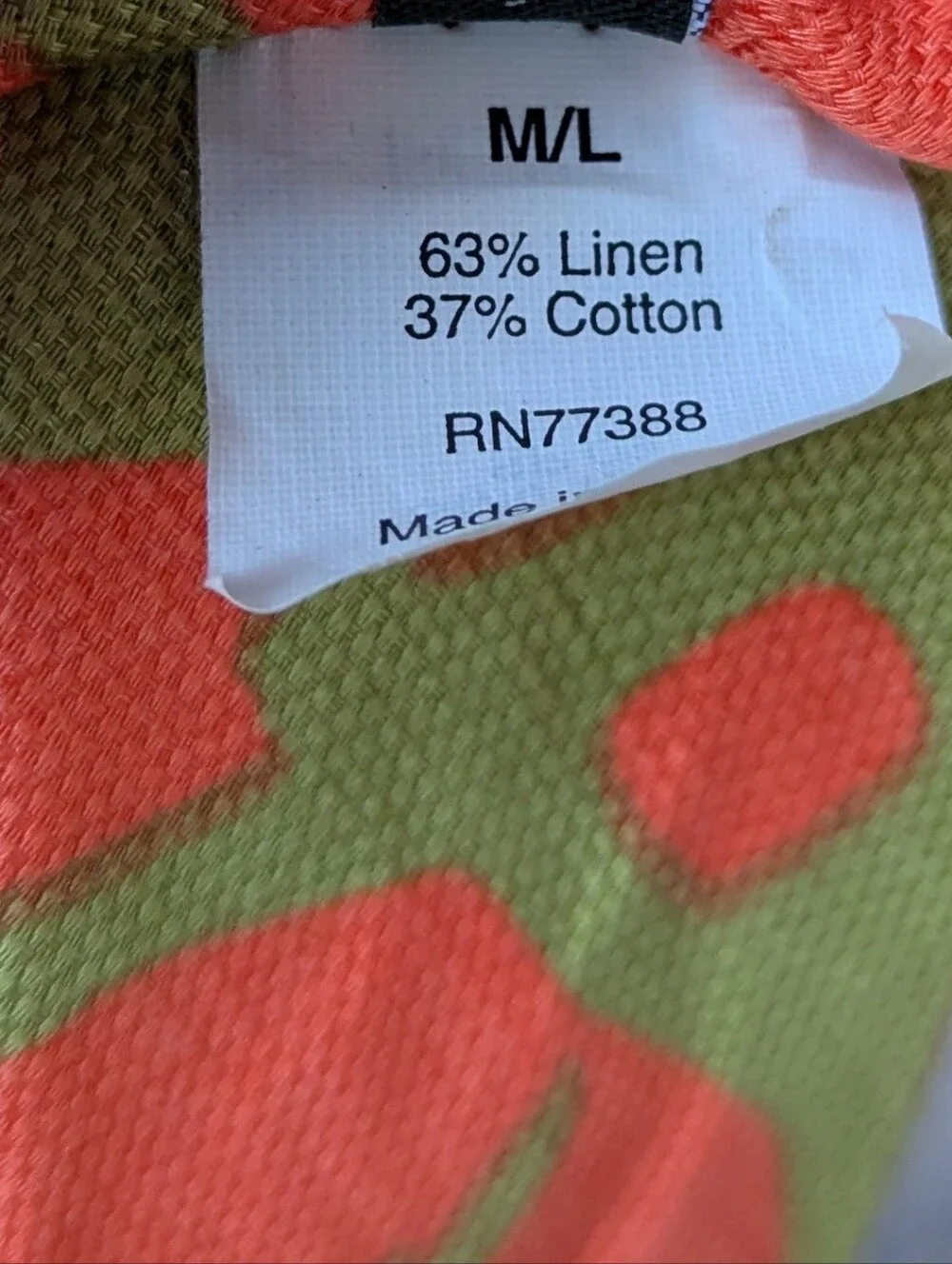 J. Crew Linen Cotton Lime Green Citrus Orange Belt Gold Tone Bamboo Buckle M/L - Picture 5 of 6